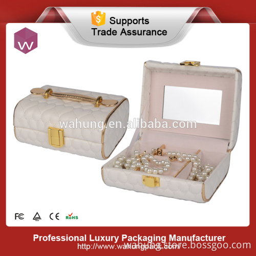 Wholesale display storage mirrored gift luxury pu custom leather jewelry box